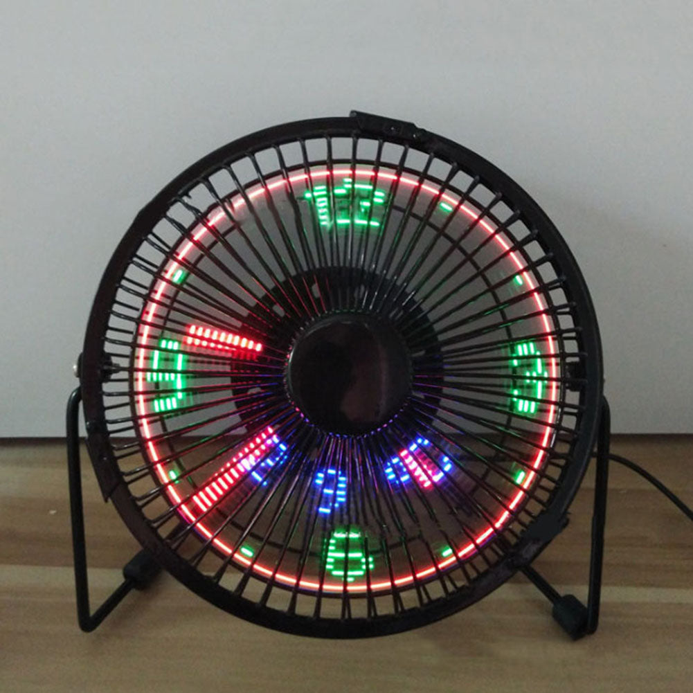Mini USB Table Desk Cooling Fan LED Clock with Real Time Display Temperature