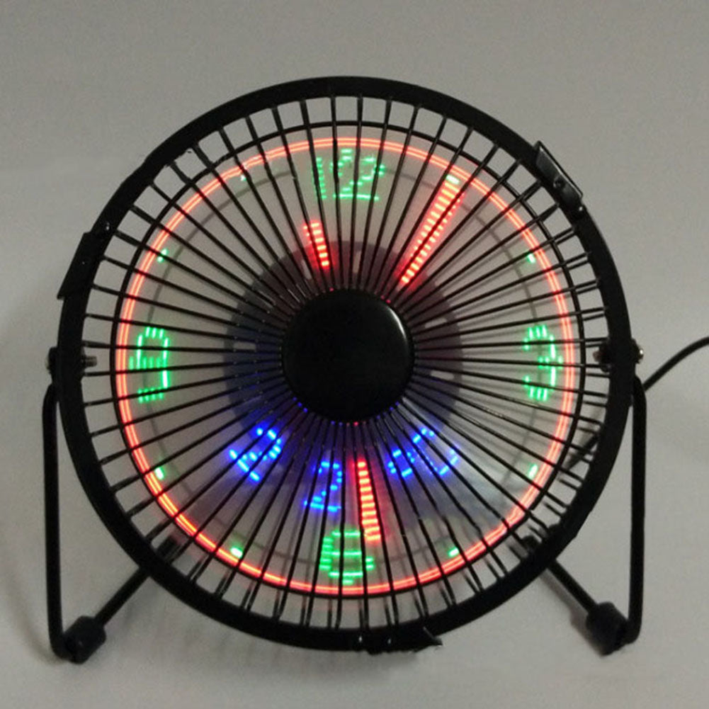 Mini USB Table Desk Cooling Fan LED Clock with Real Time Display Temperature