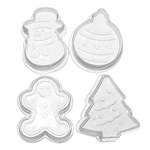 4Pcs Xmas Snowman Fondant Cake Molds Biscuit Cookies Plunger Cutter Decor Tool