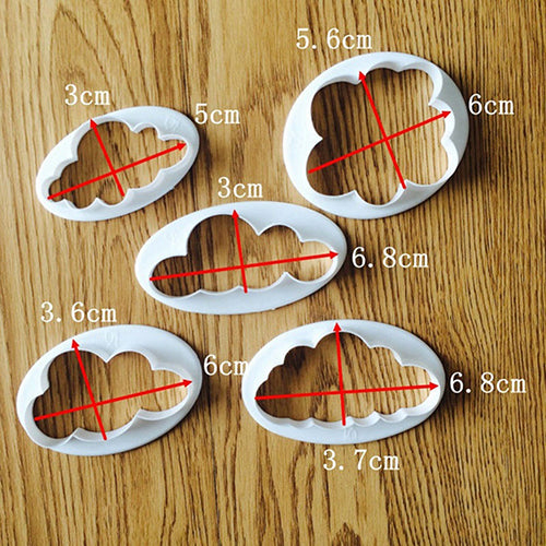 5Pcs Cute Cloud Plastic Fondant Cutter Cake Molds Moulds Cake Decorating Tools