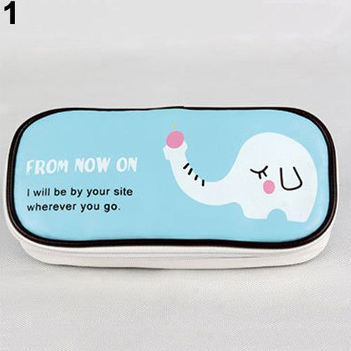 Cute Animal Faux Leather Pen Pencil Case Travel Makeup Cosmetic Bags Organizer
