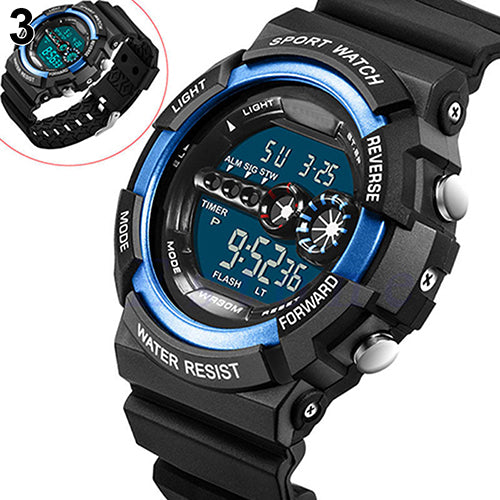 Men's LED Luminous Digital Date Alarm Waterproof Sports Quartz Wrist Watch