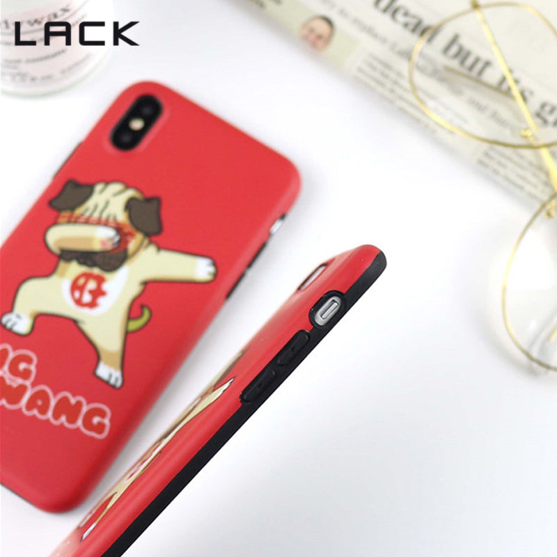 Hip hop Dog Phone Case For iphone 7 6 6s 8 Plus Cute Cartoon Animal Soft Red Cases For iphone X Fashion Letter Back Cover