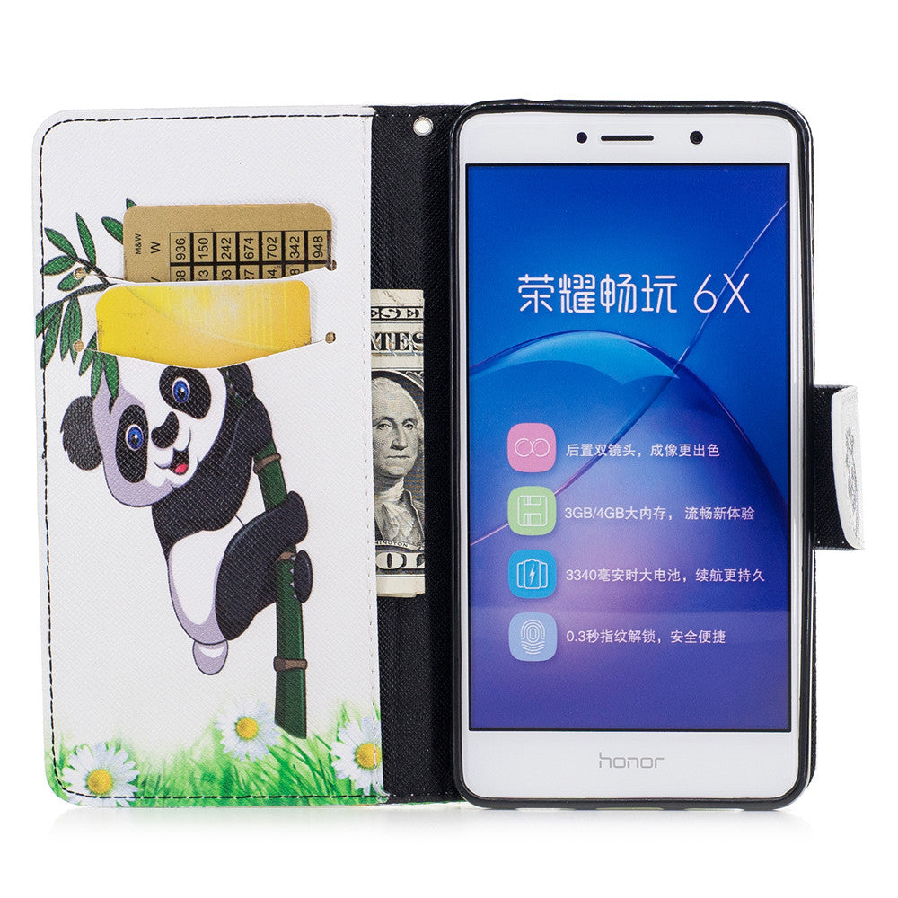 Huawei Honor 6X Case PU Leather Flip Wallet Magnetic Cover for Huawei Honor 6X