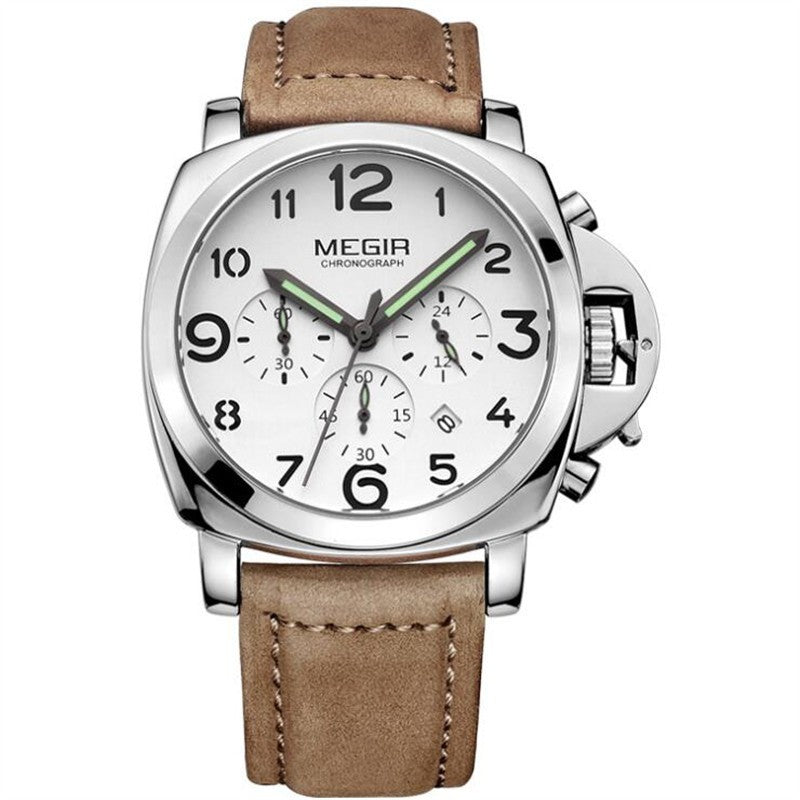MEGIR three-way multi-functional sports waterproof casual men's watch luminous leather watch 3406