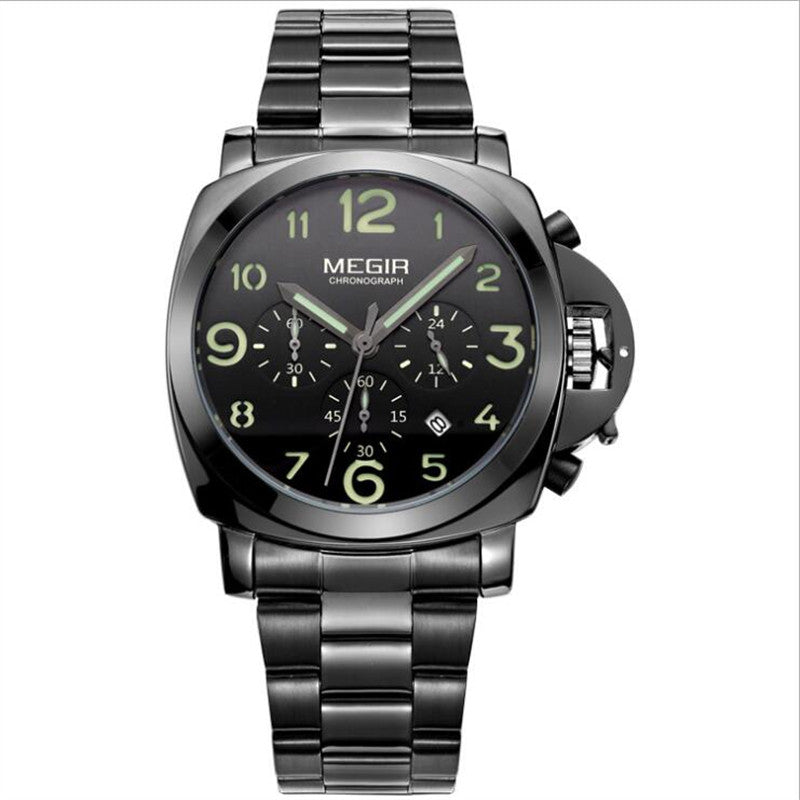 MEGIR three-way multi-functional sports waterproof casual men's watch luminous leather watch 3406