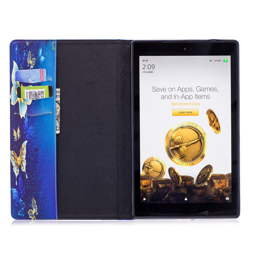 Amazon Fire HD 10 2017 Case Printing Leather Flip Wallet Magnetic Cover with Back Holder for Amazon Fire HD 10 2017