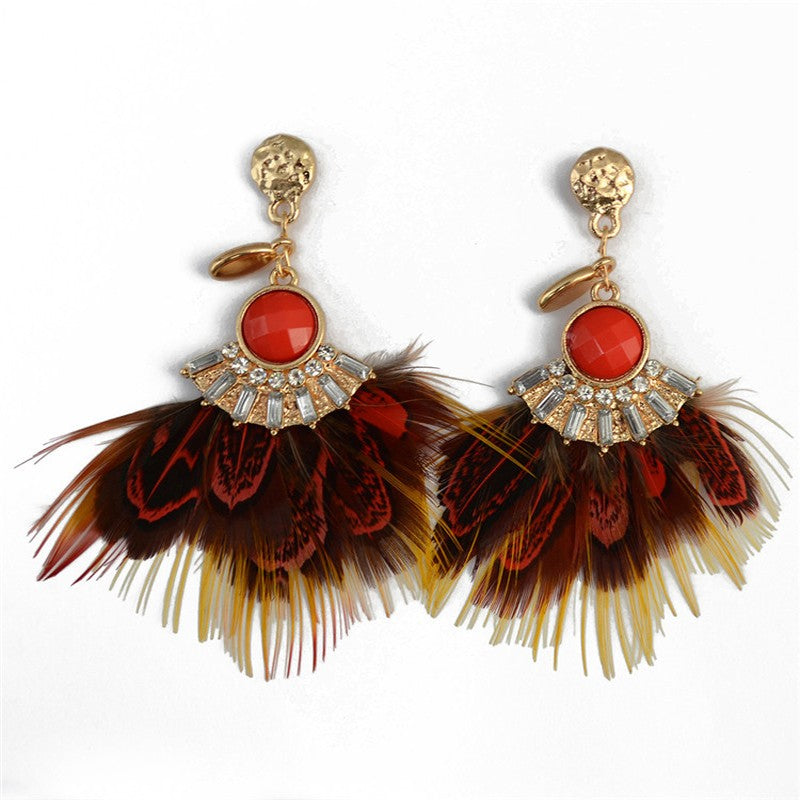 Fashion Women Feather Earrings 2018 Trendy Girl High quality Drop Earrings Bohemian Earrings