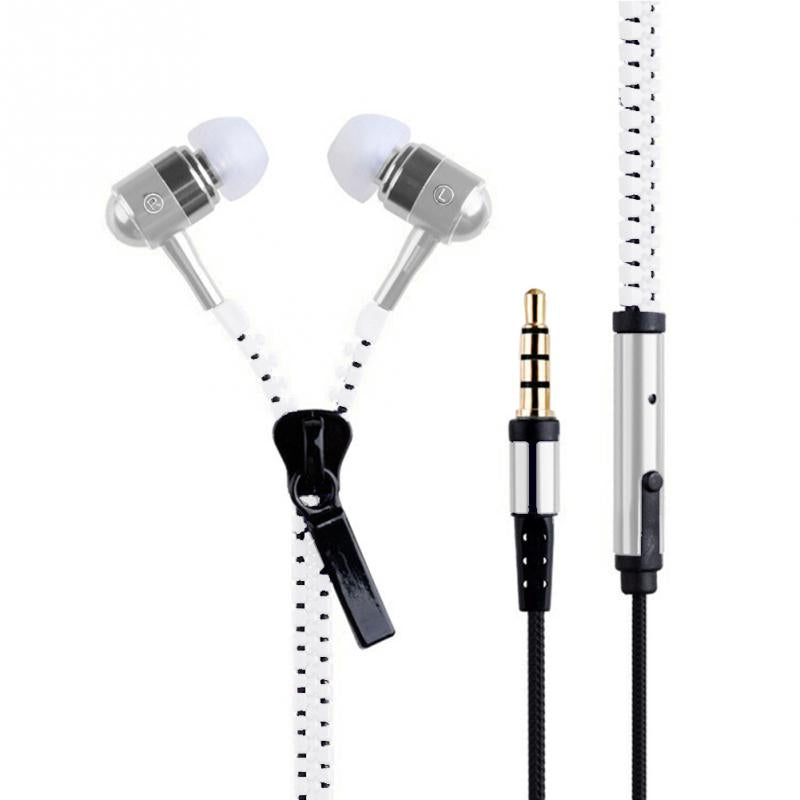 new 3.5mm In-ear Zipper Earphone Stereo Headset Handsfree Headphone with Mic Luxury