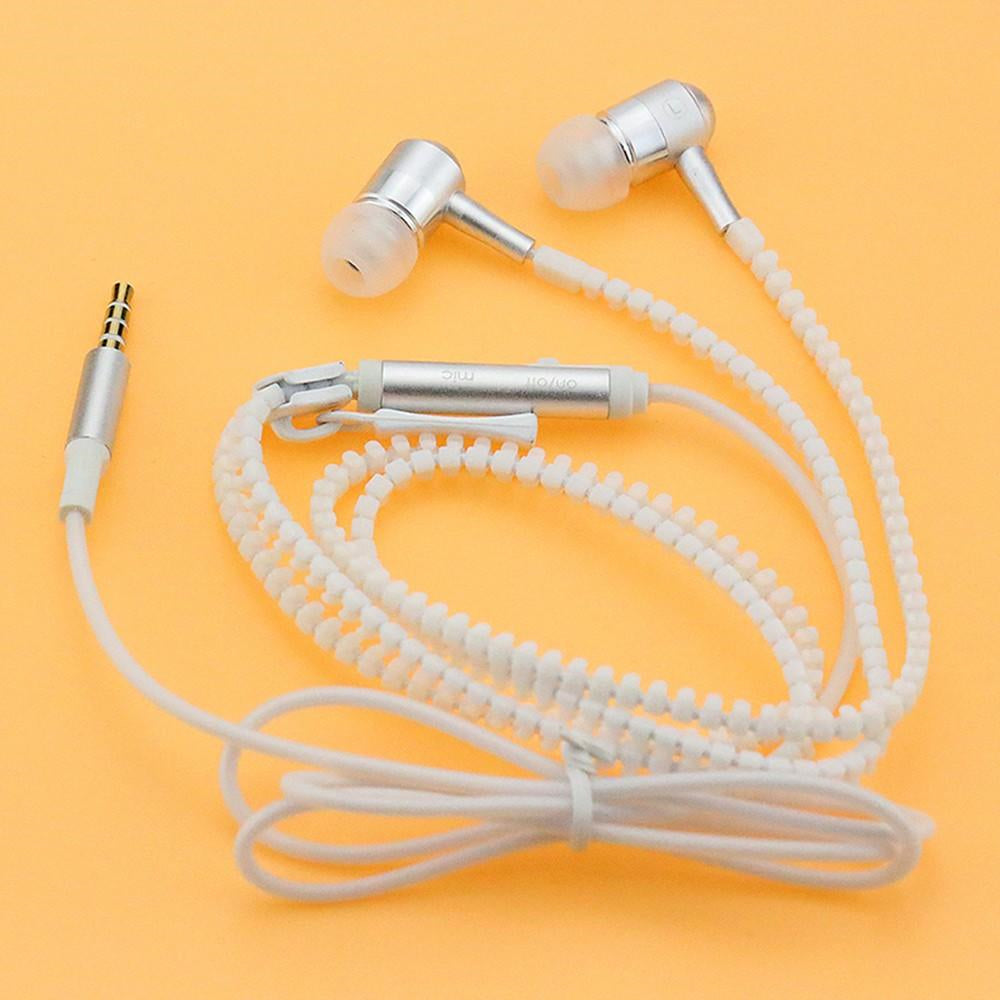 Headphone Zipper 3.5mm Jack LED Light In-Ear Earphone Headset Noise Cancelling