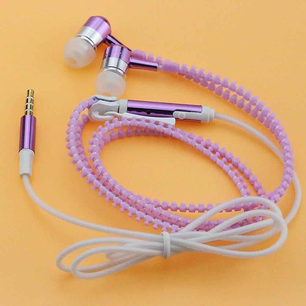 Headphone Zipper 3.5mm Jack LED Light In-Ear Earphone Headset Noise Cancelling