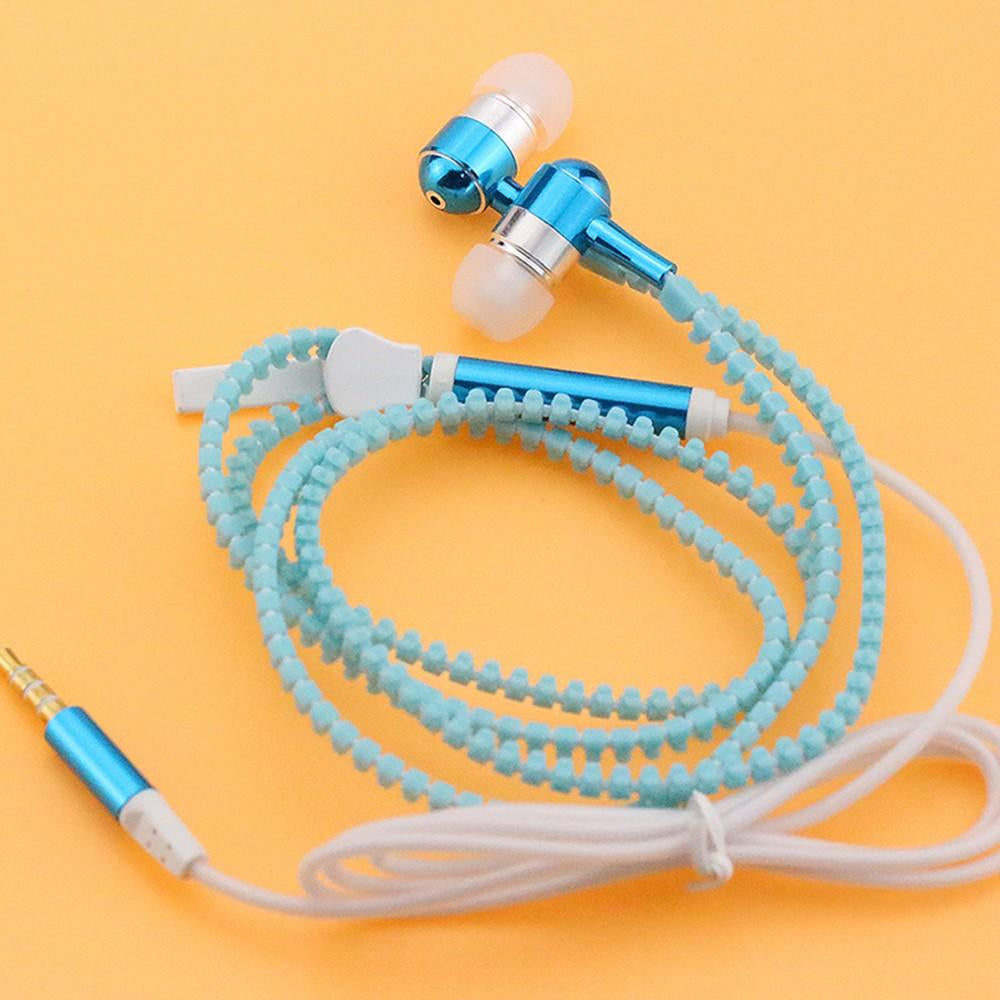 Headphone Zipper 3.5mm Jack LED Light In-Ear Earphone Headset Noise Cancelling