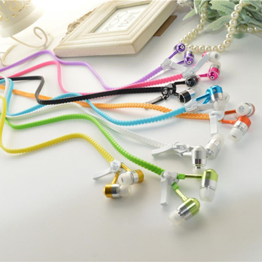 Headphone Zipper 3.5mm Jack LED Light In-Ear Earphone Headset Noise Cancelling