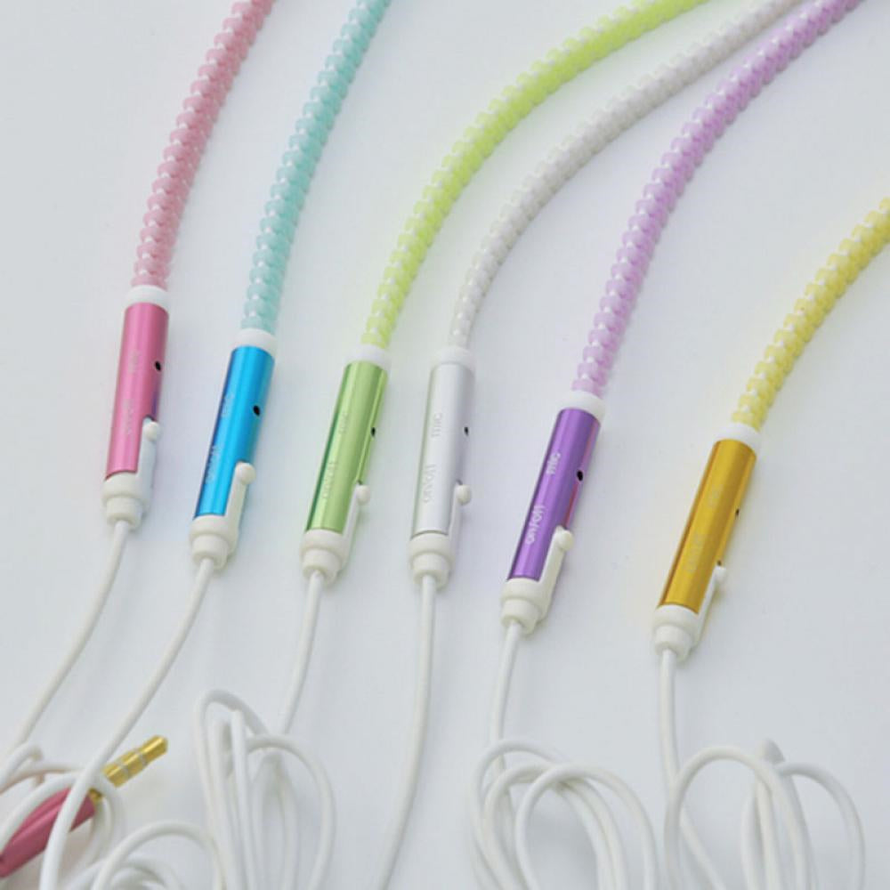 Headphone Zipper 3.5mm Jack LED Light In-Ear Earphone Headset Noise Cancelling