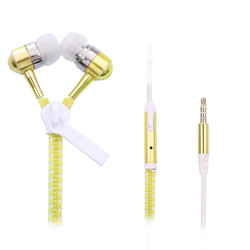Headphone Zipper 3.5mm Jack LED Light In-Ear Earphone Headset Noise Cancelling
