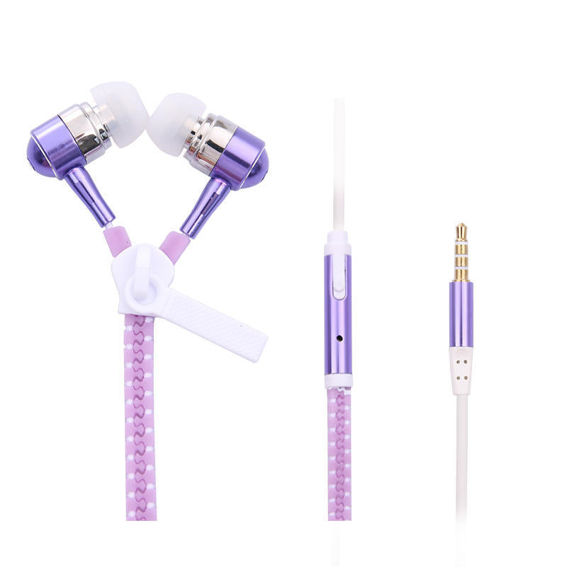 Headphone Zipper 3.5mm Jack LED Light In-Ear Earphone Headset Noise Cancelling
