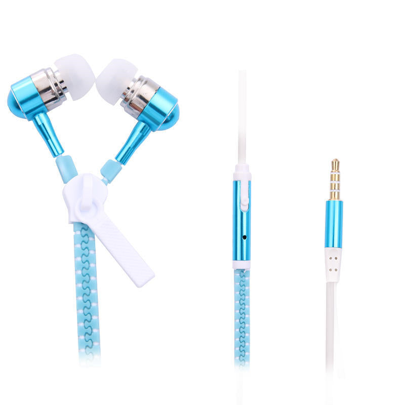 Headphone Zipper 3.5mm Jack LED Light In-Ear Earphone Headset Noise Cancelling