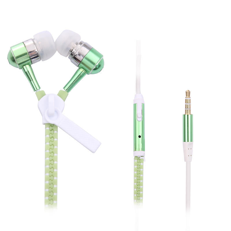 Headphone Zipper 3.5mm Jack LED Light In-Ear Earphone Headset Noise Cancelling