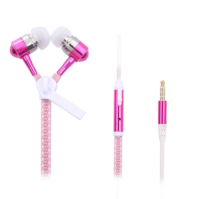 Headphone Zipper 3.5mm Jack LED Light In-Ear Earphone Headset Noise Cancelling