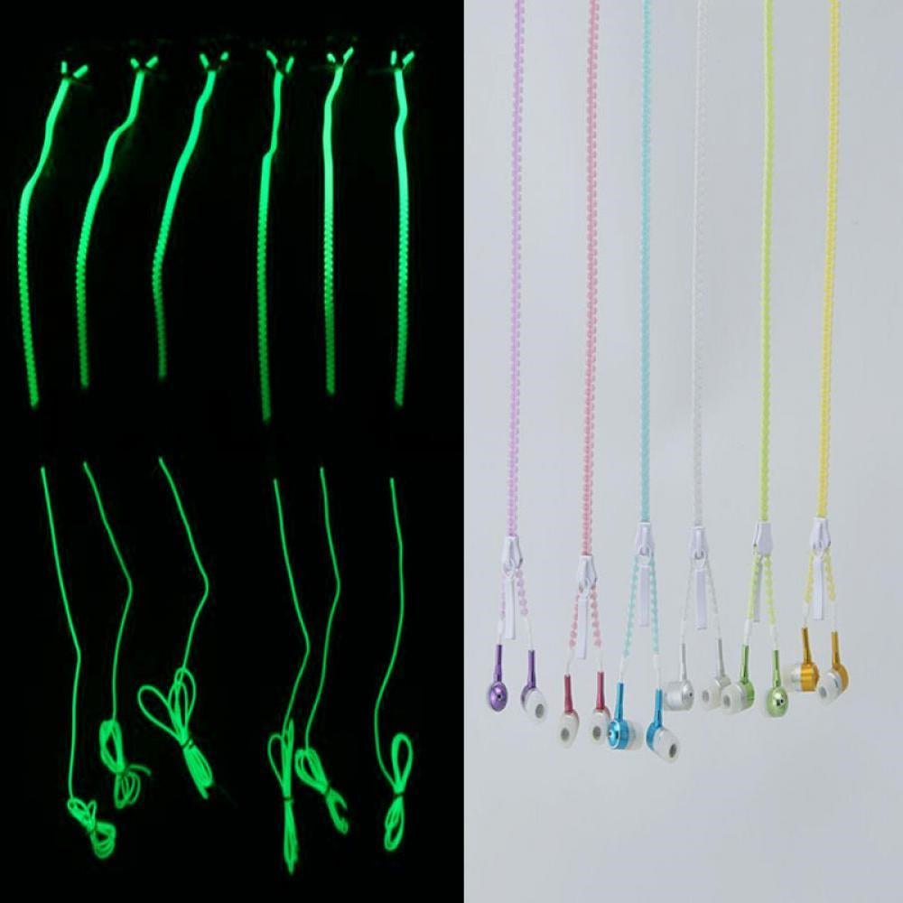 Headphone Zipper 3.5mm Jack LED Light In-Ear Earphone Headset Noise Cancelling