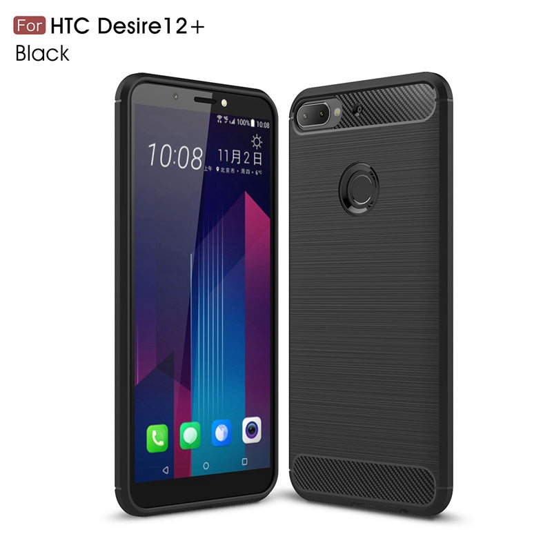 Case For HTC Desire 12 Plus + Case Carbon Fiber Case Scratch Resistant Soft Back Cover for HTC Desire 12 + Case