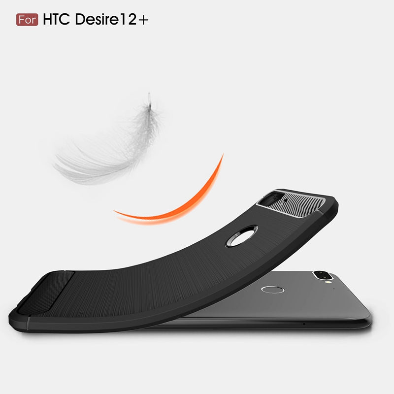 Case For HTC Desire 12 Plus + Case Carbon Fiber Case Scratch Resistant Soft Back Cover for HTC Desire 12 + Case