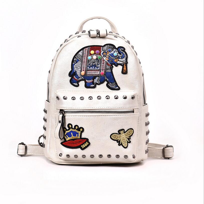 2018 new backpack large capacity travel bag rivet embroidery student backpack bag backpack