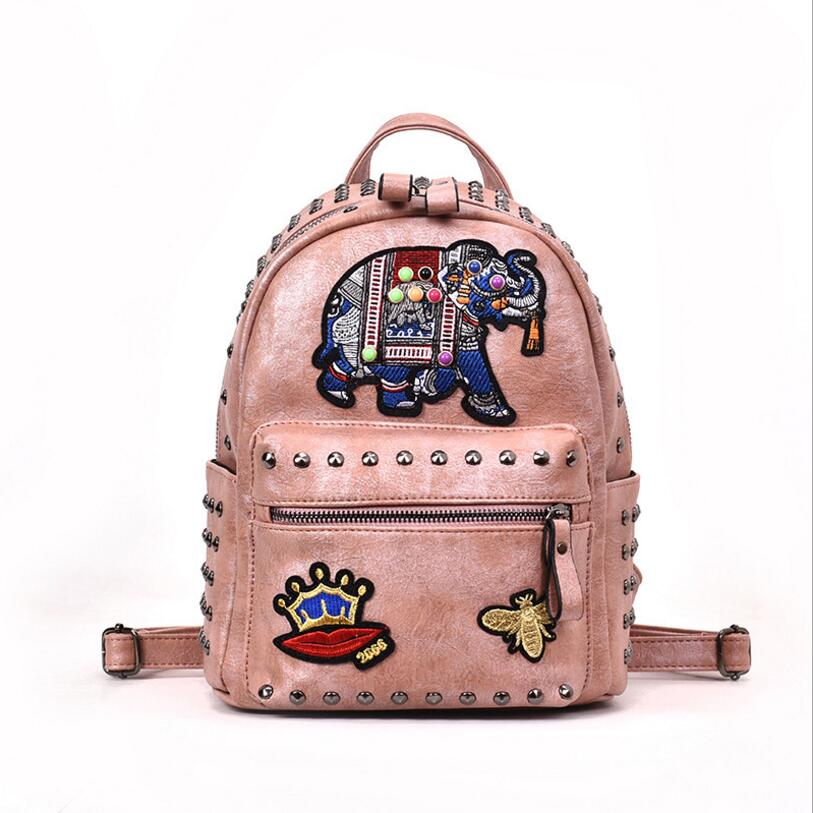 2018 new backpack large capacity travel bag rivet embroidery student backpack bag backpack