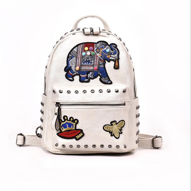 2018 new backpack large capacity travel bag rivet embroidery student backpack bag backpack