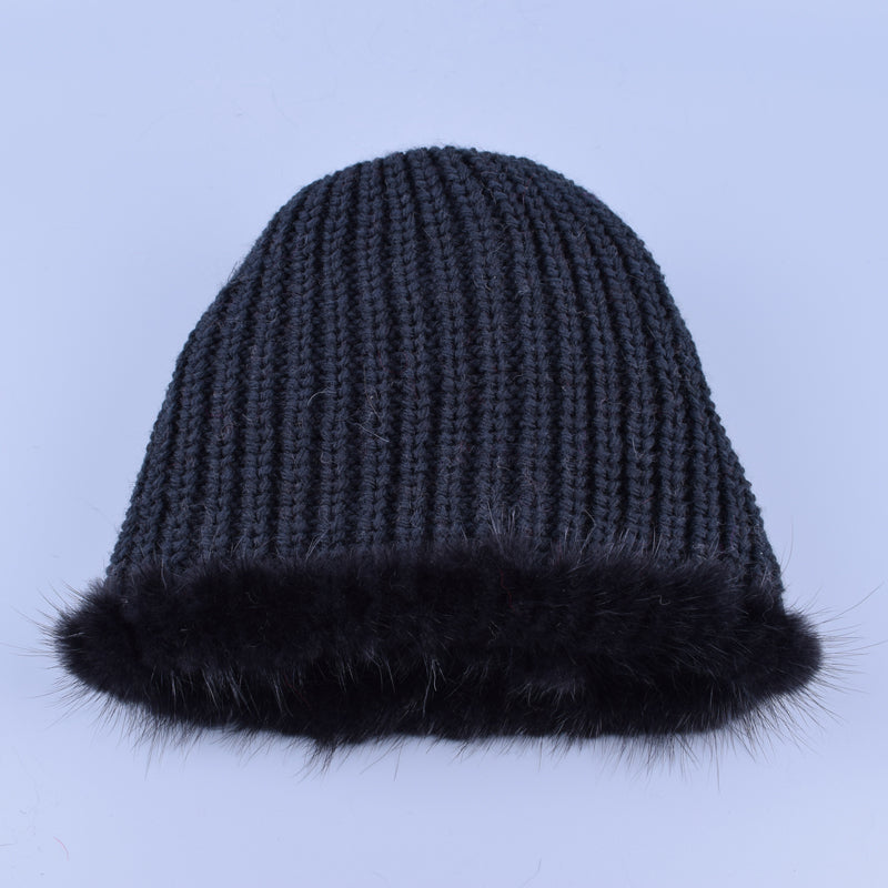 Mink Fur Hat Winter Women's Beanie Pompom Real Fur Caps ElasticHand knitting snow hats russian popular LQ11192