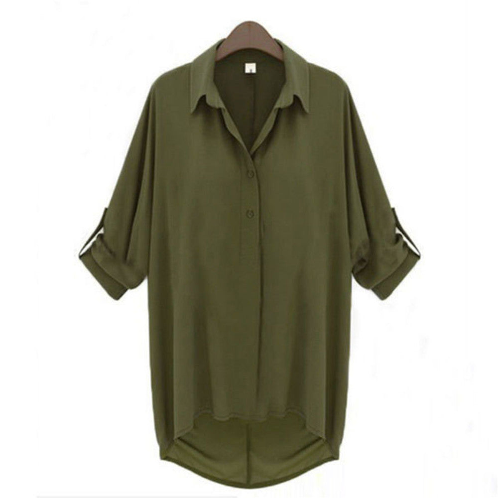 S-6XL Plus Size Clothes For Women Blouse 2017 Spring Long Sleeves Chiffon Shirts Loose UCJ13