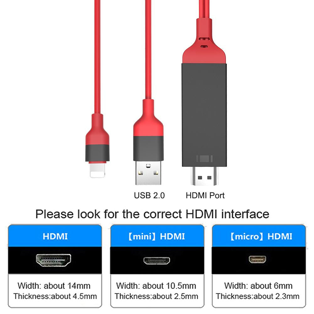 JQIAQ HDMI Converter Adapter 8 Pin HDMI Cable For Iphone 8 7 6 6s Plus
