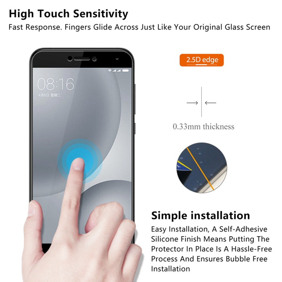 Complete Covering Tempered Glass for Xiaomi Mi 5C Full Cover Screen Protector Glass Film for Xiaomi 5C