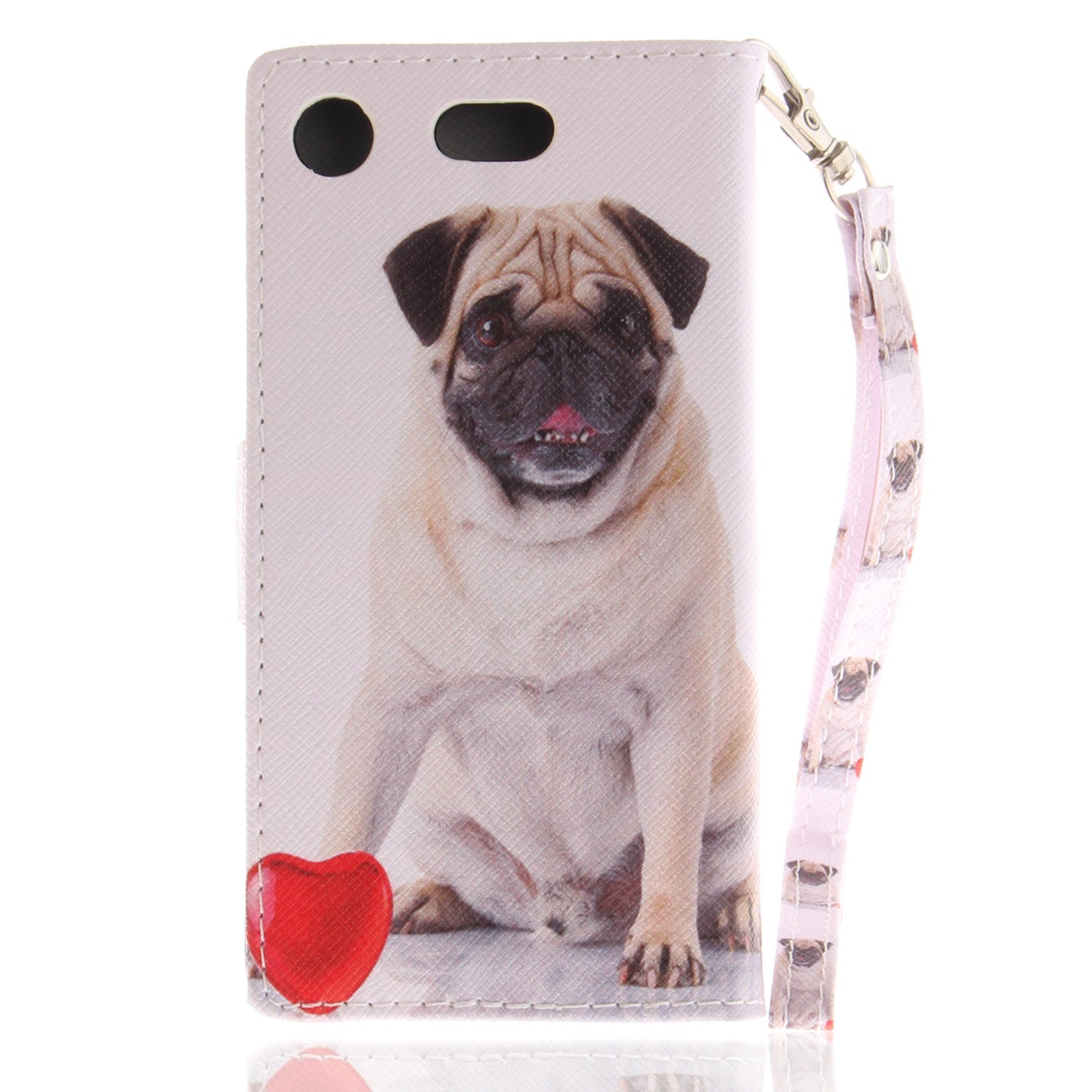 For Sony Xperia XZ1 Compact Pattern Printed Flip Magnetic Wallet Card Slot Soft Protective Cover With Hand Strap