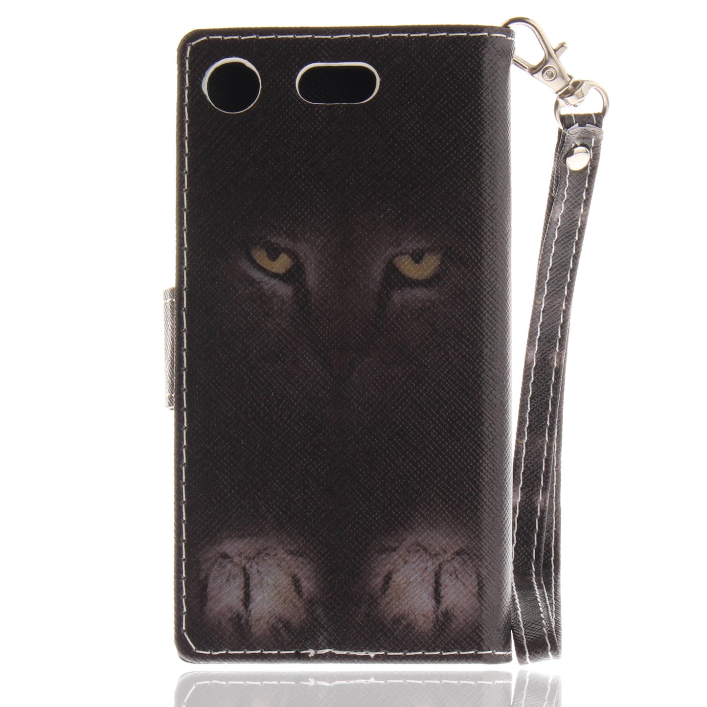 For Sony Xperia XZ1 Compact Pattern Printed Flip Magnetic Wallet Card Slot Soft Protective Cover With Hand Strap