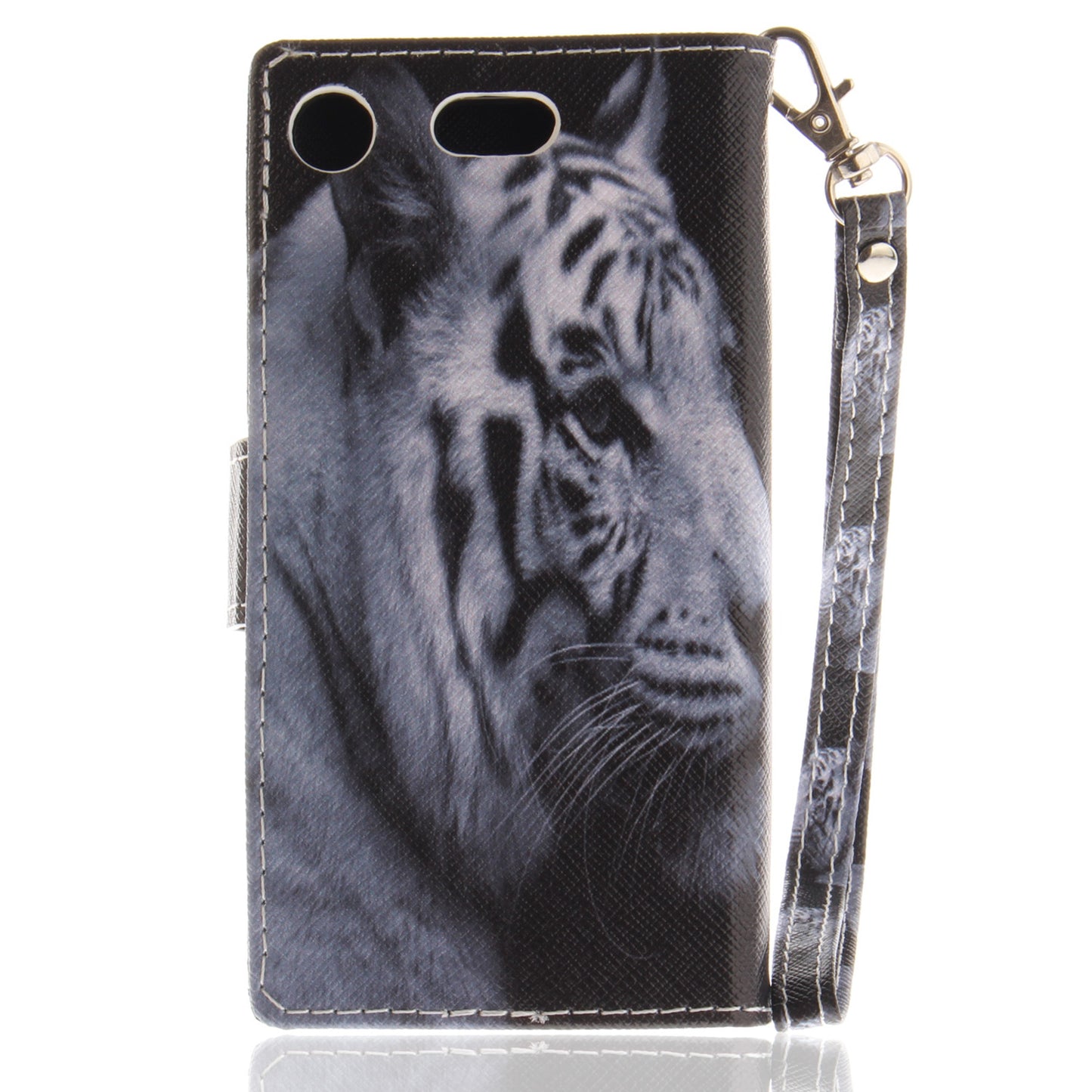 For Sony Xperia XZ1 Compact Pattern Printed Flip Magnetic Wallet Card Slot Soft Protective Cover With Hand Strap
