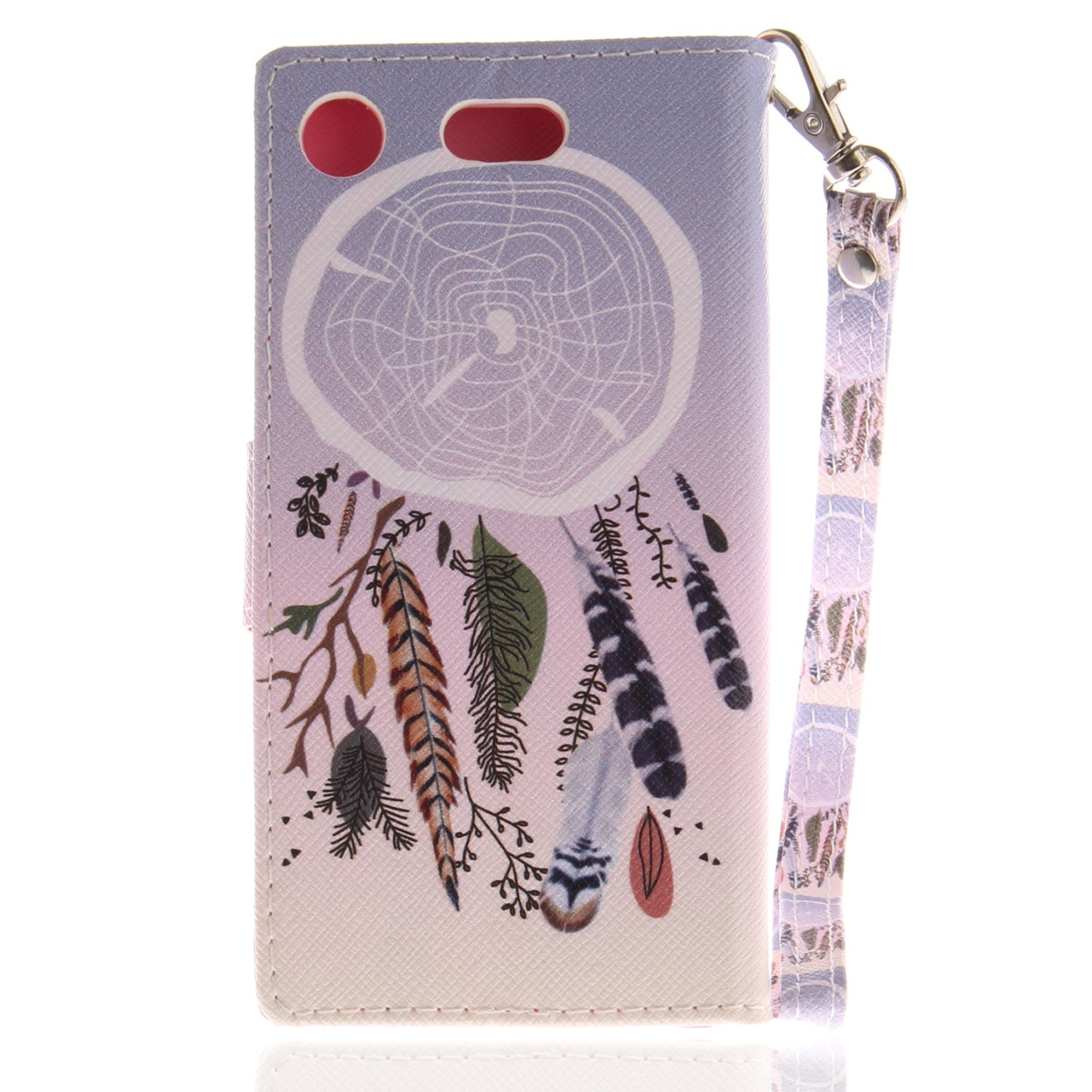 For Sony Xperia XZ1 Compact Pattern Printed Flip Magnetic Wallet Card Slot Soft Protective Cover With Hand Strap