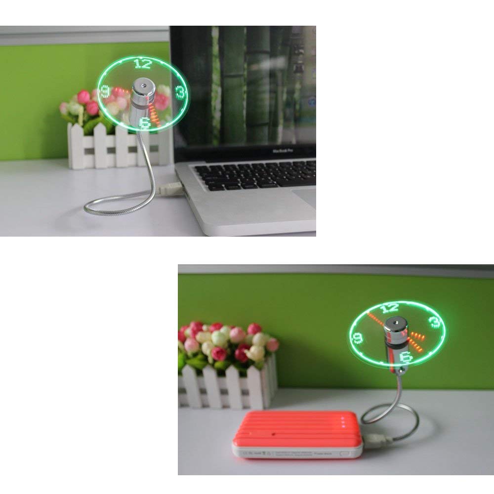 2018 New LED Clock Fan Mini USB Powered Cooling Flashing Real Time Display Function