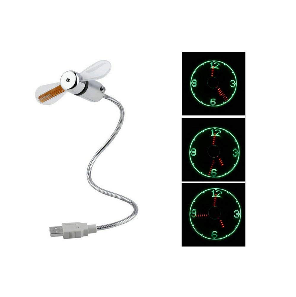 2018 New LED Clock Fan Mini USB Powered Cooling Flashing Real Time Display Function
