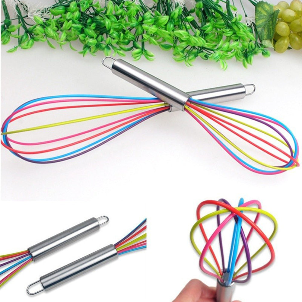 Stainless Steel Handle Silicone Balloon Wire Egg Beater Whisk Mixer Kitchen Tool