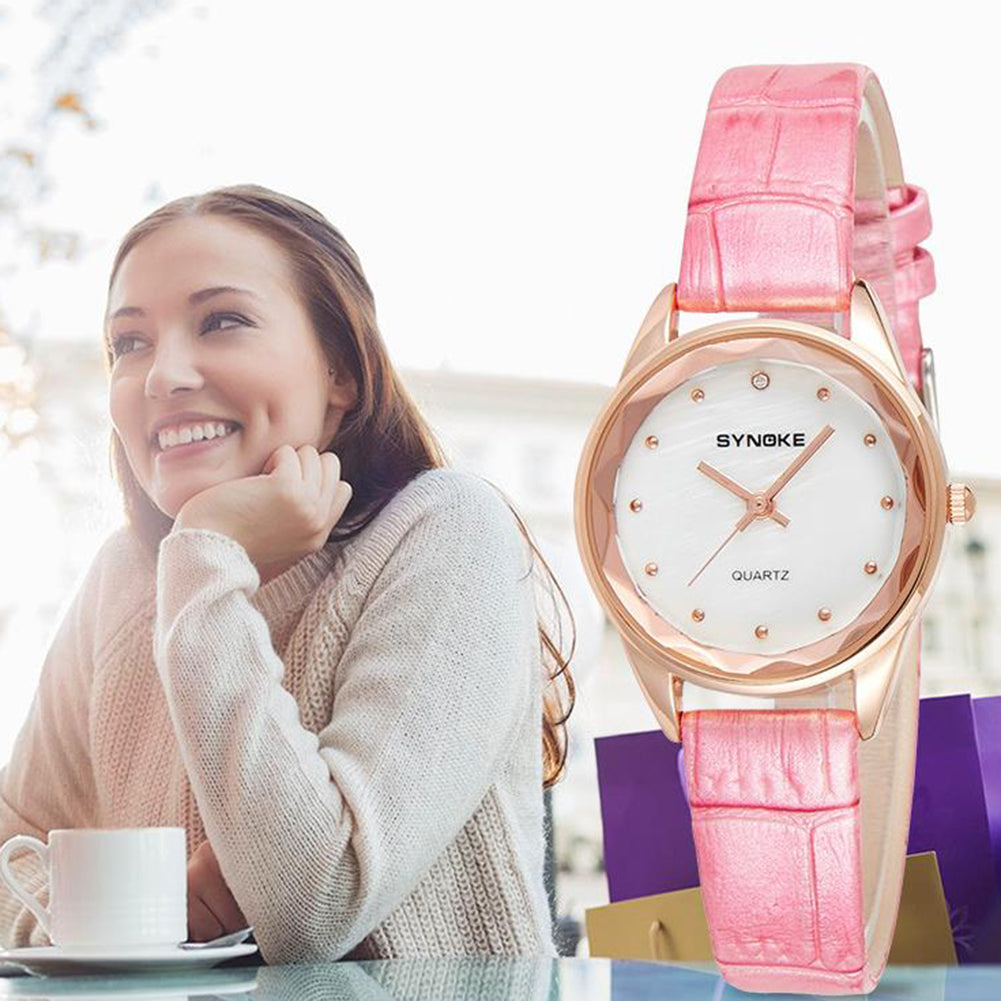 Women Fashion Number Free Quartz Analog Pointer Waterproof Party Wrist Watch