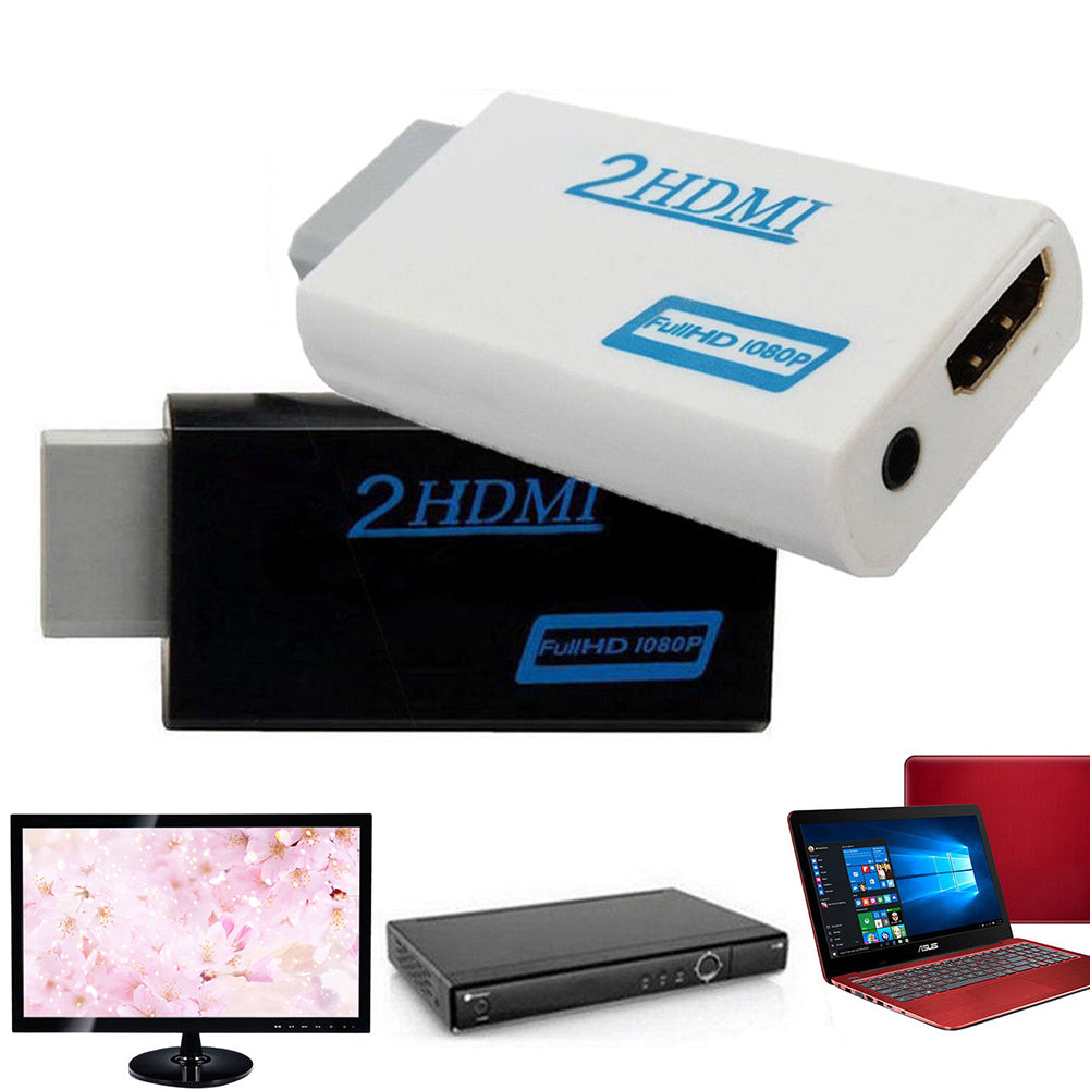 3.5mm Audio Output Jack for Wii to HDMI Full HD 1080P Video Converter Adapter