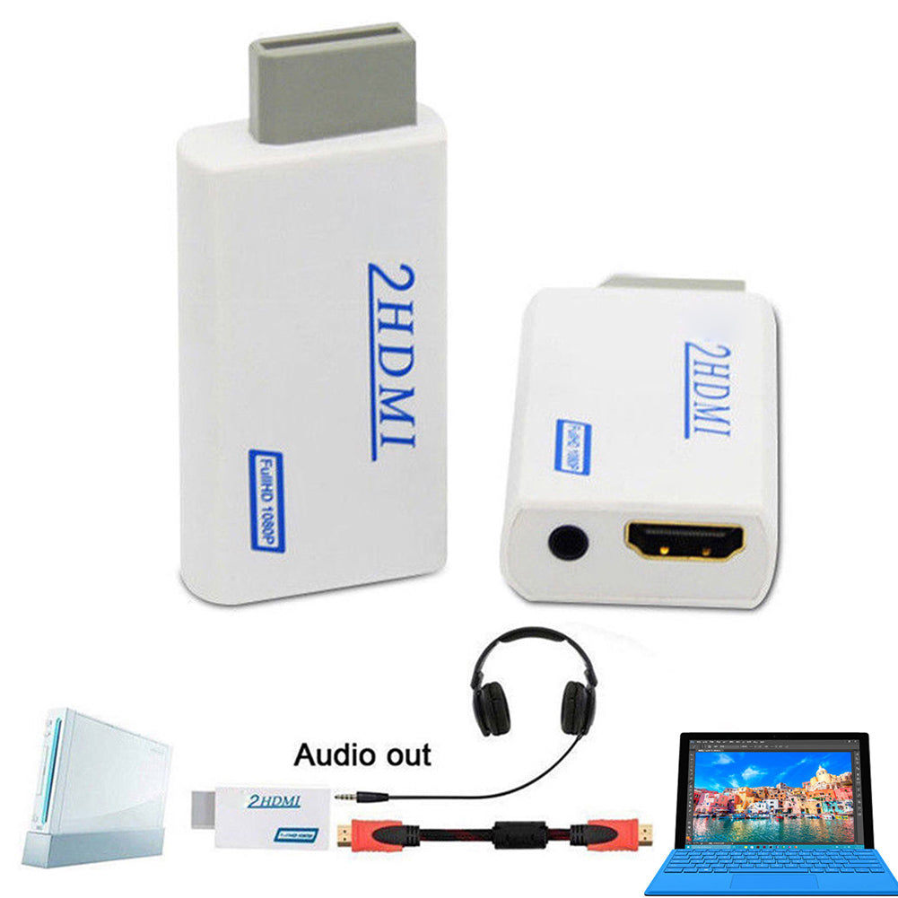 3.5mm Audio Output Jack for Wii to HDMI Full HD 1080P Video Converter Adapter