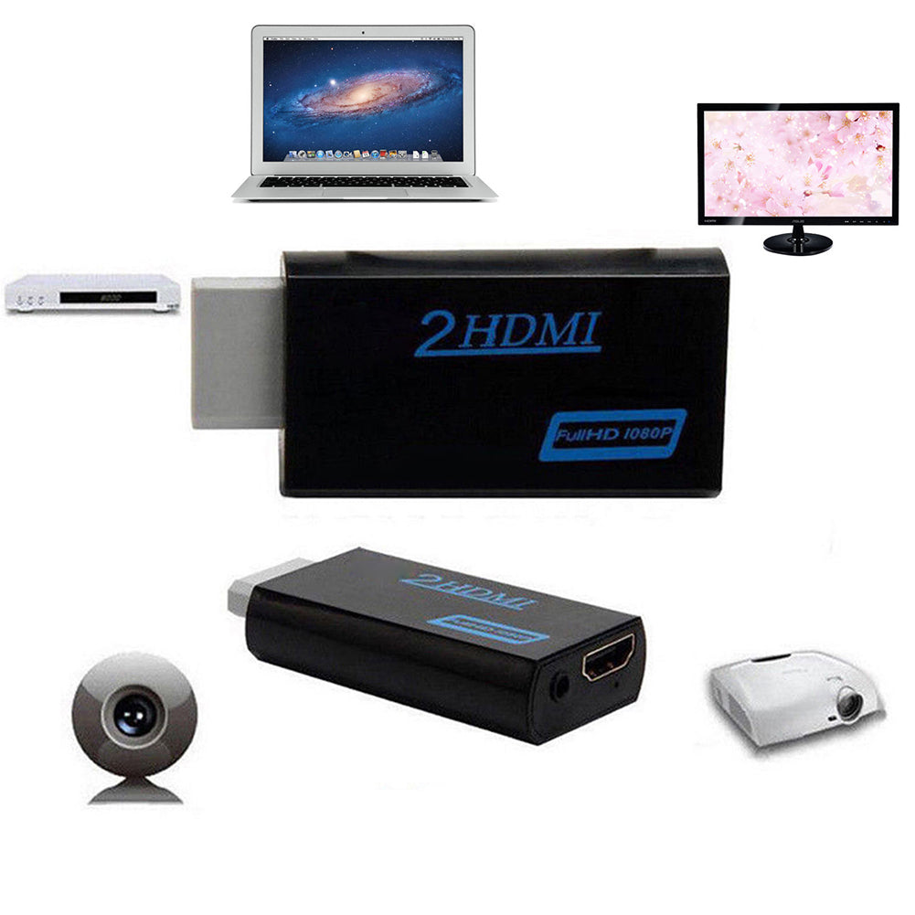 3.5mm Audio Output Jack for Wii to HDMI Full HD 1080P Video Converter Adapter