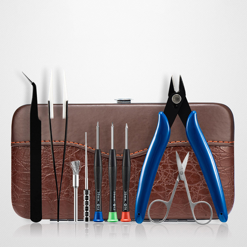 9Pcs DIY Electronic Cigarette Tools Set Bag Storage Ceramic Tweezers Accessory