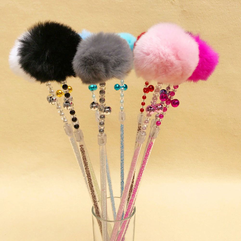 Pet Cat Kitten Funny Pompon Ball Small Bell Stick Rod Playing Interactive Toy