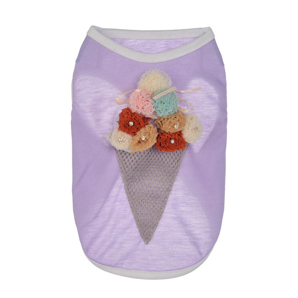 Cute Ice Cream Cone Pet Puppy Clothes Summer Tank Top Dog Sleeveless Vest Gift