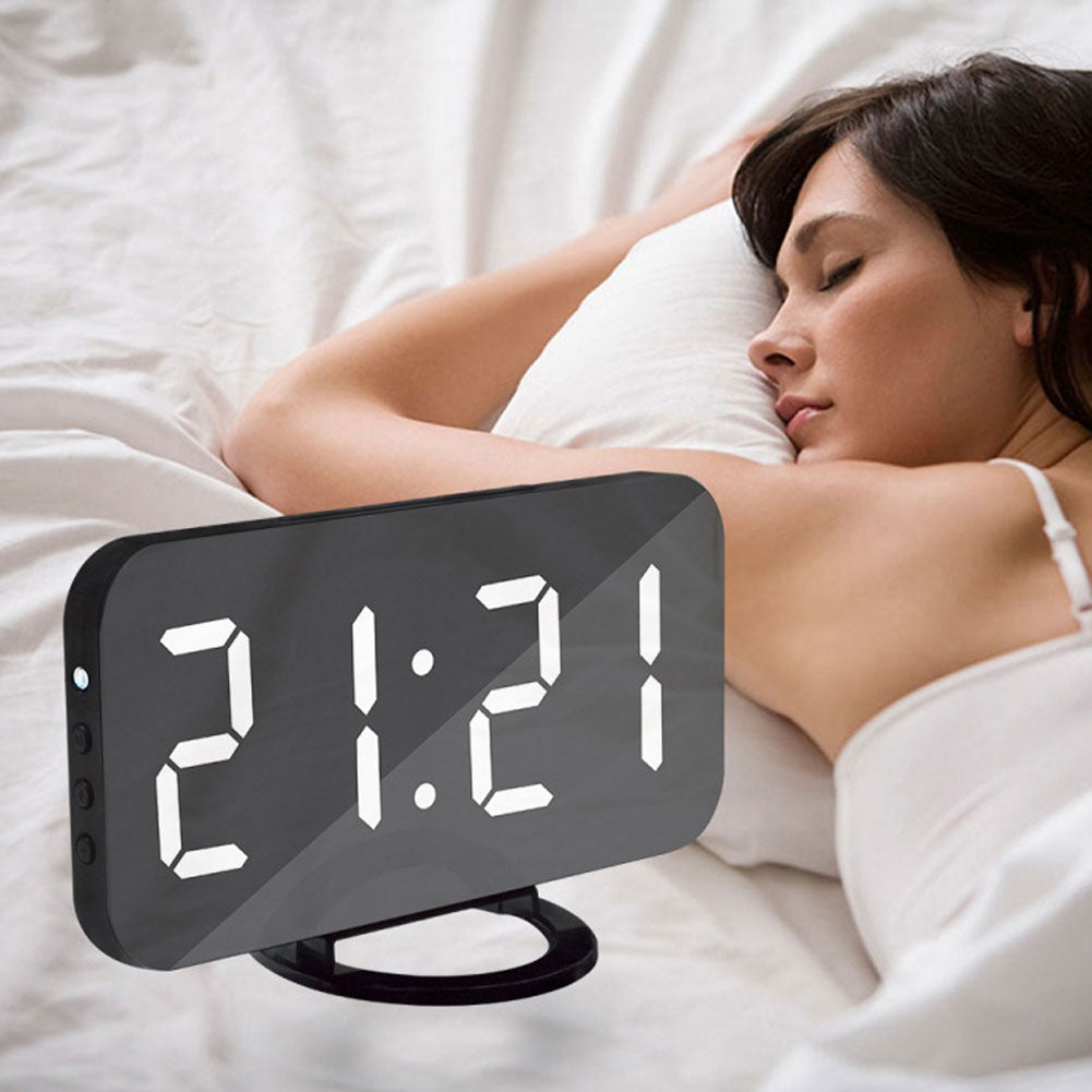 LED Digital Desktop Decoration Alarm Clock Dual USB Ports Phone Charging Gift