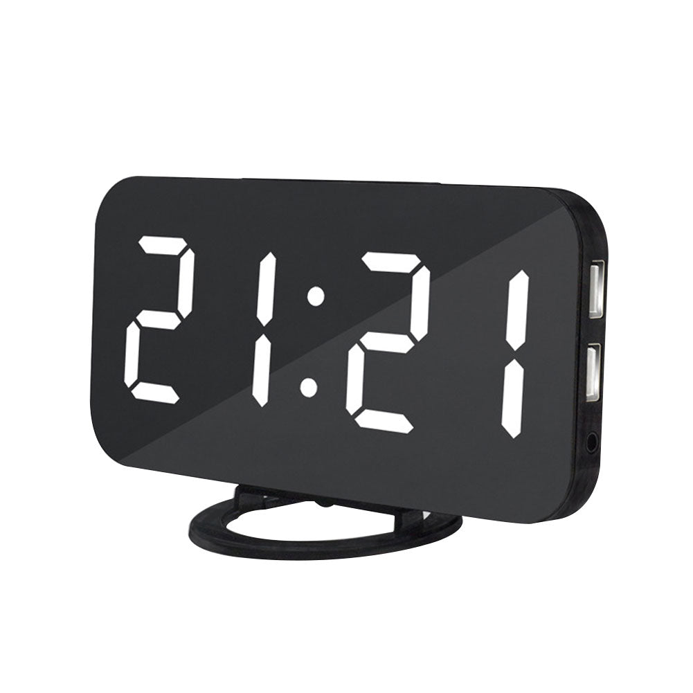 LED Digital Desktop Decoration Alarm Clock Dual USB Ports Phone Charging Gift