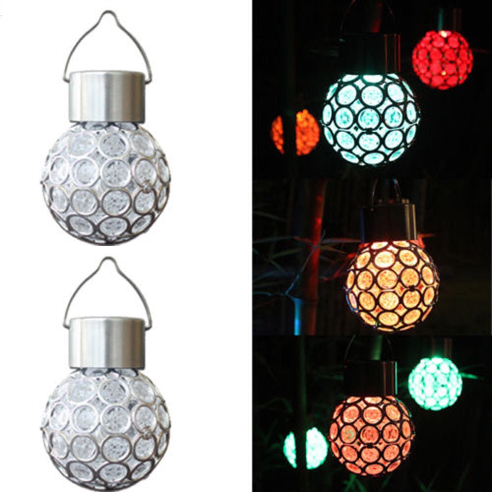 Solar Power LED Hanging Ball Pendant Lamp Christmas Garden Path Landscape Light